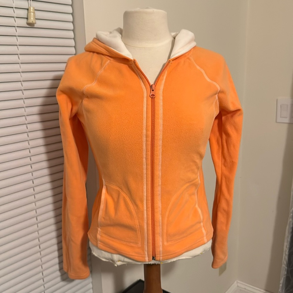 Women's Orange Zip-Up Hooded Fleece Jacket